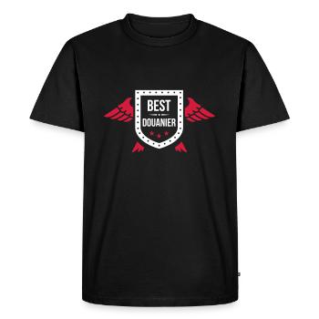 Douanier / Douane / Douanière / Police / Frontière - T-shirt Premium bio Homme - noir - Devant - Nico (187cm)