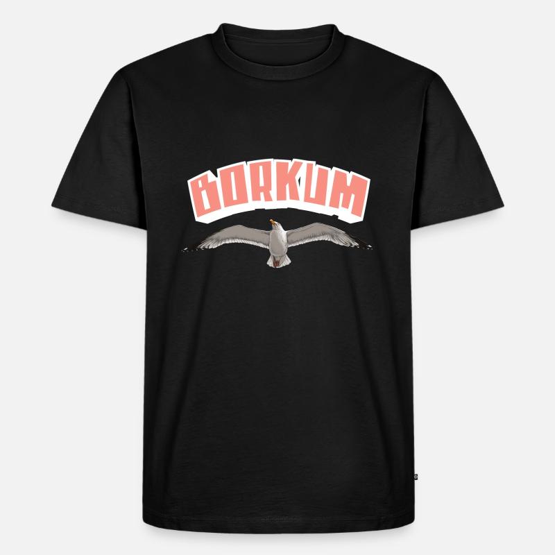 Borkum Möwe - Männer Premium Bio T-Shirt - Schwarz