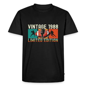 Footballs Birthday Édition Limitée Vintage 1988 - T-shirt Premium bio Homme - noir - Devant - Nico (187cm)