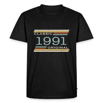 Vintage 1991, Classique, Original(e) - T-shirt Premium bio Homme - noir - Devant - Nico (187cm)