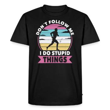 Don t follow me running - Men's Premium Organic T-Shirt - black - Front - Nico (187cm)
