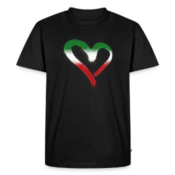 Femme Vie Liberté,Cœur,Iran,Drapeau - T-shirt Premium bio Homme - noir - Devant - Nico (187cm)