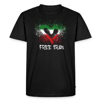 Iran libre,Cœur,Iran,Drapeau,Graffiti - T-shirt Premium bio Homme - noir - Devant - Nico (187cm)