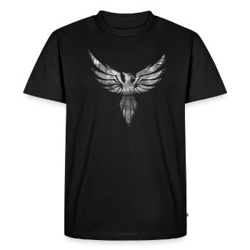 Phénix,Oiseau,Graffiti,Argent - T-shirt Premium bio Homme - noir - Devant - Nico (187cm)