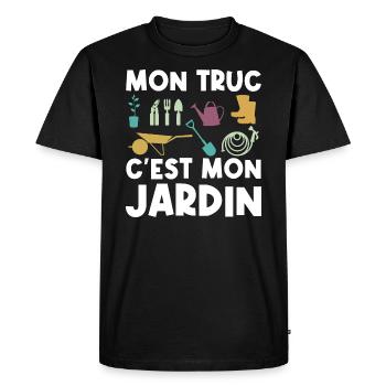 Mon truc c'est mon jardin - T-shirt Premium bio Homme - noir - Devant - Nico (187cm)