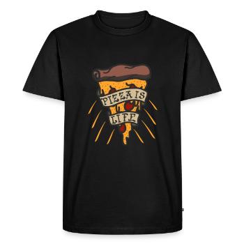 Pizza Is Life, Pizza Is Love ! Cadeau ! - T-shirt Premium bio Homme - noir - Devant - Nico (187cm)