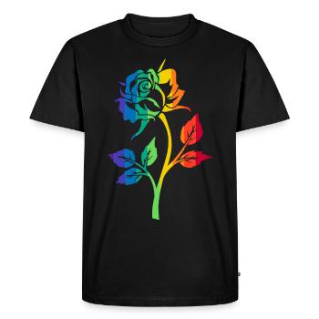 RAINBOW ROSE - Men's Premium Organic T-Shirt - black - Front - Nico (187cm)