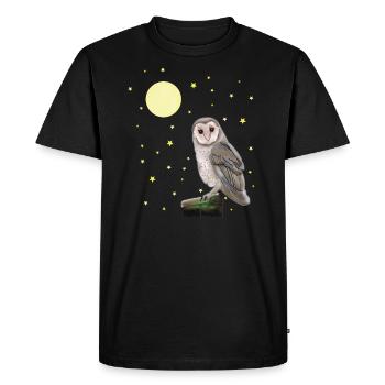 Owl, Moon, Stars - Men's Premium Organic T-Shirt - black - Front - Nico (187cm)