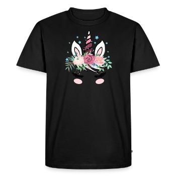 Visage de licorne avec des fleurs pour femmes hommes enfants - T-shirt Premium bio Homme - noir - Devant - Nico (187cm)