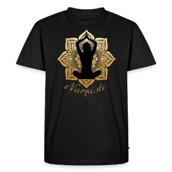 Vêtements de yoga Namaste pour femmes, hommes et enfants - T-shirt Premium bio Homme - noir - Devant - Nico (187cm)