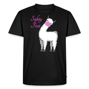 Llama with mouth guard against the Corona Virus - Men's Premium Organic T-Shirt - black - Front - Nico (187cm)