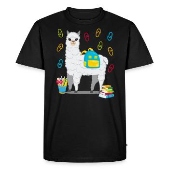 Llama alpaca school start school gift 2020 - Men's Premium Organic T-Shirt - black - Front - Nico (187cm)
