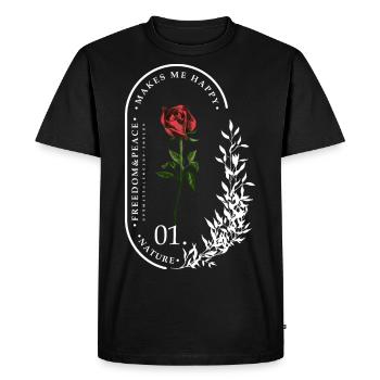 Nature freedom & peace makes me happy by ART8NS - Men's Premium Organic T-Shirt - black - Front - Nico (187cm)