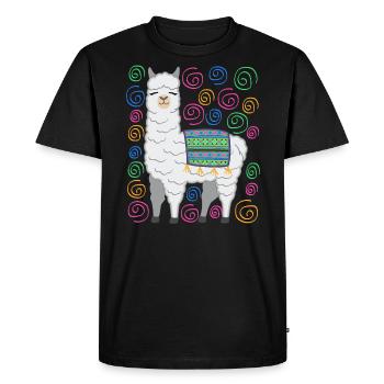 Llama Alpaca Funny Gift Women Men Children - Men's Premium Organic T-Shirt - black - Front - Nico (187cm)