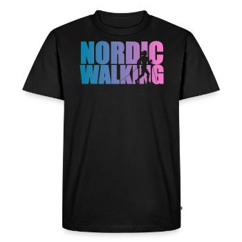 Nordic walking walker woman with sticks gift - Men's Premium Organic T-Shirt - black - Front - Nico (187cm)