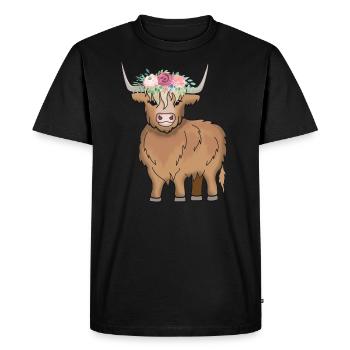 Vache de bovins Highland Highland écossais - T-shirt Premium bio Homme - noir - Devant - Nico (187cm)