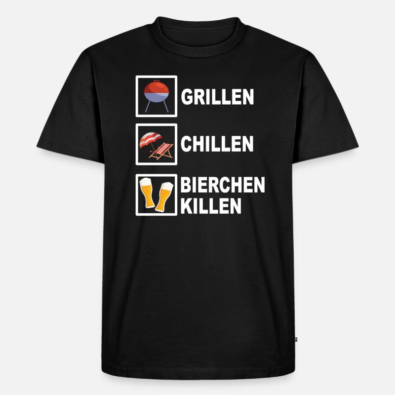 Grillen chillen Bierchen killen - Männer Premium Bio T-Shirt - Schwarz