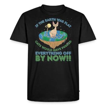 Si la terre était plate, les chats le feraient... Édition Sphynx - T-shirt Premium bio Homme - noir - Devant - Nico (187cm)