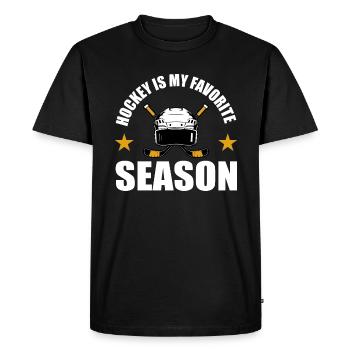 Le hockey est ma saison préférée rétro - T-shirt Premium bio Homme - noir - Devant - Nico (187cm)