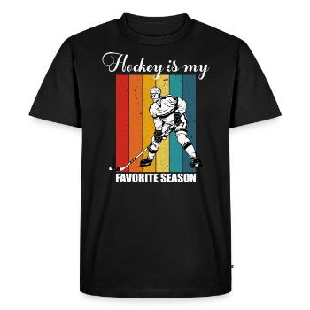 Le hockey est ma saison préférée rétro - T-shirt Premium bio Homme - noir - Devant - Nico (187cm)