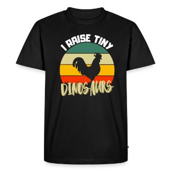 Chicken Farmer Dino Funny Gift Retro Chicken - Men's Premium Organic T-Shirt - black - Front - Nico (187cm)