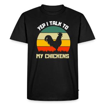Farm Animal Farmer Funny Gift Retro Chicken - Men's Premium Organic T-Shirt - black - Front - Nico (187cm)