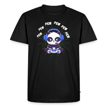 Cadeau drôle d'ours panda de joueur Panda de jeu - T-shirt Premium bio Homme - noir - Devant - Nico (187cm)