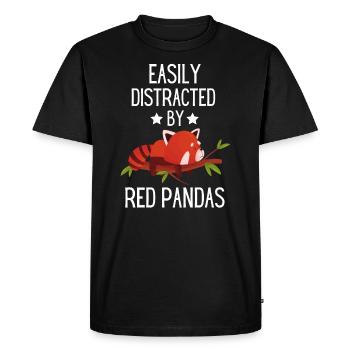 Cadeau drôle d'animal chinois Panda rouge - T-shirt Premium bio Homme - noir - Devant - Nico (187cm)