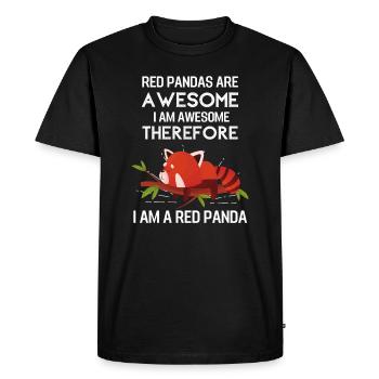 Cadeau drôle d'animal chinois Panda rouge - T-shirt Premium bio Homme - noir - Devant - Nico (187cm)