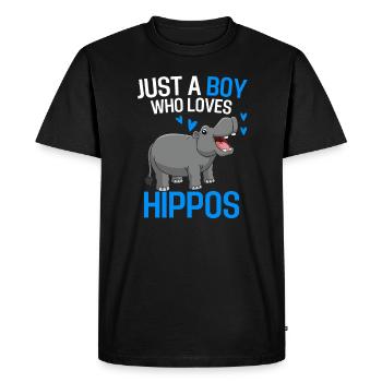 Hippo Boys Africa Safari Animal Gift Hippo - Men's Premium Organic T-Shirt - black - Front - Nico (187cm)