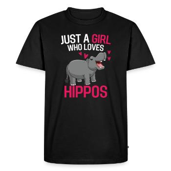Hippo Girl Africa Zoo Animal Gift Hippo - Men's Premium Organic T-Shirt - black - Front - Nico (187cm)