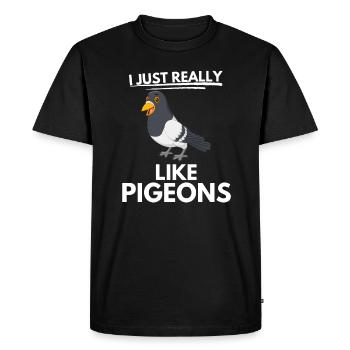 Funny Gift Dovecote Bird Animal Pigeon - Men's Premium Organic T-Shirt - black - Front - Nico (187cm)