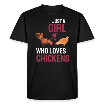 Girl Chickens Farmer Gift Farm Animal Chicken - Men's Premium Organic T-Shirt - black - Front - Nico (187cm)