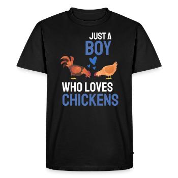 Fermier d’animaux de ferme Garçon Cadeau Poulet - T-shirt Premium bio Homme - noir - Devant - Nico (187cm)