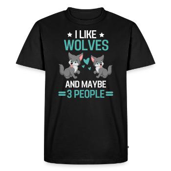 Forest Dweller Predator Gift Funny Wolf - Men's Premium Organic T-Shirt - black - Front - Nico (187cm)