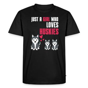Siberian Sled Dog Girl Gift Husky - T-shirt Premium bio Homme - noir - Devant - Nico (187cm)