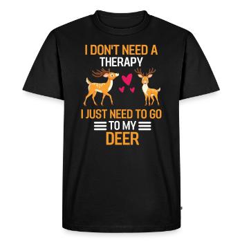 Thérapie du cerf Cadeau des habitants de la forêt Cerf de la forêt - T-shirt Premium bio Homme - noir - Devant - Nico (187cm)