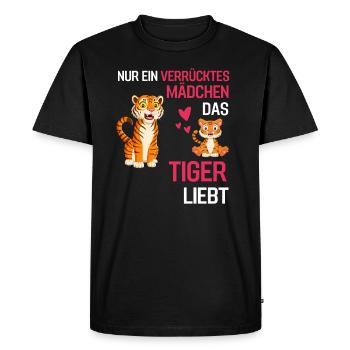 Tiger Mädchen Asien Tier Geschenk Tiger - Männer Premium Bio T-Shirt - Schwarz - Vorne - Nico (187cm)