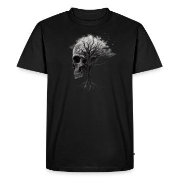 Crâne avec arbre - T-shirt Premium bio Homme - noir - Devant - Nico (187cm)