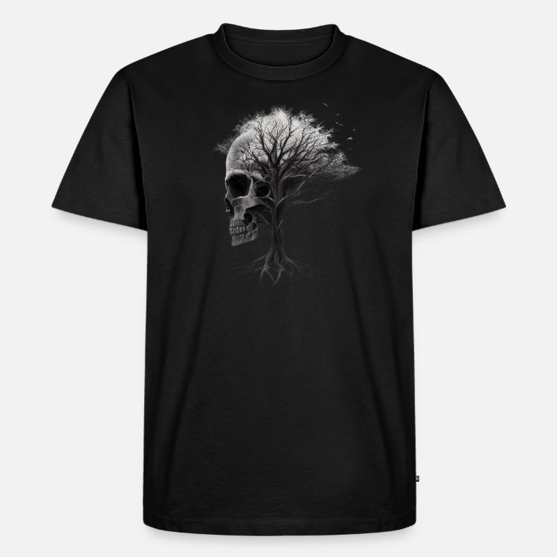 Schädel mit Baum - Männer Premium Bio T-Shirt - Schwarz