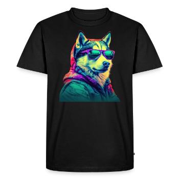 Husky avec lunettes de soleil Coloré Cool Huskies Chien - T-shirt Premium bio Homme - noir - Devant - Nico (187cm)