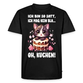 Chat Gâteau Tarte Sucré Dent Cuisson Sucré Drôle - T-shirt Premium bio Homme - noir - Devant - Nico (187cm)