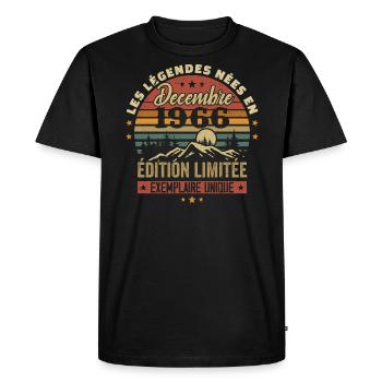 Cadeau Anniversaire Décembre 1966 - Decembre 1966 - T-shirt Premium bio Homme - noir - Devant - Nico (187cm)