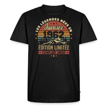 Légendaire depuis Janvier 1962 Vintage Cadeau 1962 - T-shirt Premium bio Homme - noir - Devant - Nico (187cm)