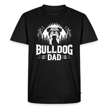 BULLDOG DAD, BULLDOG GUARDIAN : SENTINELLE DE LA FORÊT - T-shirt Premium bio Homme - noir - Devant - Nico (187cm)