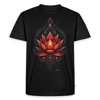 Lotus rouge doré ornemental - T-shirt Premium bio Homme - noir - Devant - Nico (187cm)