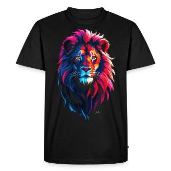Red and blue lion - Men's Premium Organic T-Shirt - black - Front - Nico (187cm)