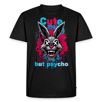 Lapin mignon mais psychopathe - T-shirt Premium bio Homme - noir - Devant - Nico (187cm)
