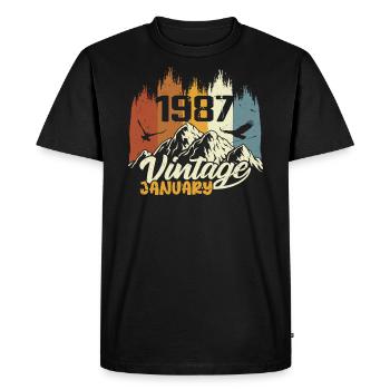 Anniversaire Janvier 1987 - Cadeau Janvier 1987 - T-shirt Premium bio Homme - noir - Devant - Nico (187cm)