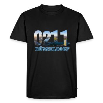 Düsseldorf 0211 T-Shirt avec Picture Skyline - T-shirt Premium bio Homme - noir - Devant - Nico (187cm)